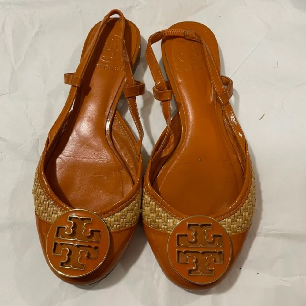Tory Burch shoes slip on’s comfy size 7 orange good condition